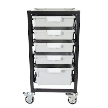 Storsystem Commercial Grade Mobile Bin Storage Cart with 5 Gray High Impact Polystyrene Bins/Trays CE2100DG-4S1DLG
